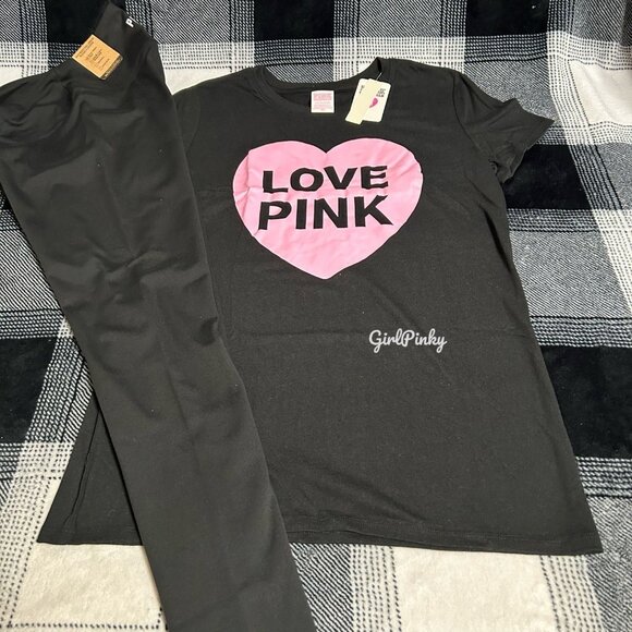 victoria secret PINK leggings OUTFIT with tee size SMALL - Picture 3 of 5